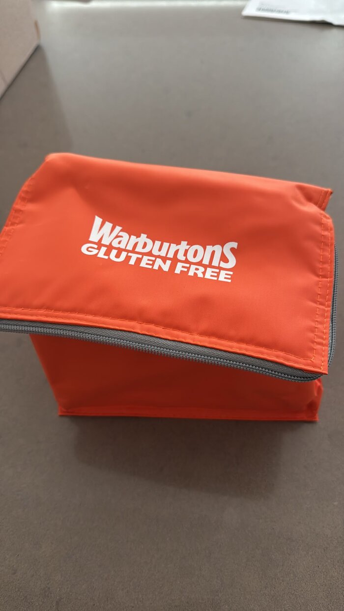 Orange Warburtons Gluten Free branded cooler bag